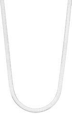 Miabella Italian Solid 925 Sterling Silver, 18Kt Gold Plated 4.5mm Flexible Flat Herringbone Chain Necklace Women, Made in Italy - Image 2