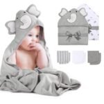 Momcozy Cute Elephant Hooded Baby Towel- 8 Piece Bath Essential, 2 x Towels and 6 x Wash Cloth Set- Perfect Shower Gift for Boys or Girls - Soft and Comfort for Newborn, Infant and Toddler - Image 2