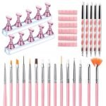 Nail Art Tools Set – 15 Nail Art Brushes + 5 Dotting Pens with Nail Stand Holder – Professional Nail Design Kit for DIY Manicure & Salon Use - Image 2