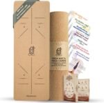 Natural Cork Yoga Mat with Alignment Lines and 55 Instructional Cards in 7 Themes for Beginner - Non-Slip Eco Friendly - 183x66x5mm for Home Workouts, Balance & Precision - Image 2