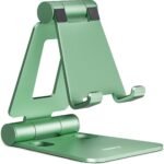 Nulaxy Dual Folding Cell Phone Stand, Fully Adjustable Foldable Desktop Phone Holder Cradle Dock Compatible with iPhone 17 16 15 14 13 12 11 Pro Max Xs Xr X 8, Nintendo Switch, All Phones- Green - Image 2