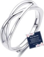 OOOPEL Sterling Silver Adjustable Ring S925 Silver Rings for Women Cubic Zirconia Twist Love Knot Dainty Ring Silver Minimalist Open Finger Rings Silver Thumb Sterling Silver Ring - Image 2