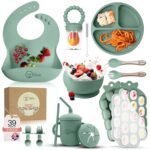 O'doe Baby Weaning Set – 15 Pcs Silicone Baby Feeding Set with Suction Plate, Bowl, Bib, Sippy Cup, Fruit Feeder & Freezer Tray – Baby Plates and Bowls Set for 3M+ | BPA-Free Baby Dishes & Utensils - Image 2