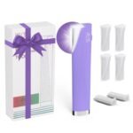 PELCAS Electric Dermaplaning Tool for Women Face with LED Light 3 Speeds Mini Dermaplaning Razor with 6 Blades, 2 in 1 Facial Peach Fuzz Hair & Exfoliation Removal System At Home BV18-712 Light Purple - Image 2