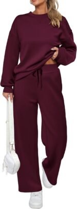 PRETTYGARDEN Womens 2 Piece Outfits 2026 Fall Long Sleeve Sweatshirt Wide Leg Pants Lounge Sets Winter Sweatsuits Tracksuit - Image 2