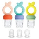 PandaEar 3 Pack Silicone Baby Fruit Food Feeder Pacifier with 3 Sizes Silicone Pouches, BPA Free Mesh Feeder for Infants - Image 2