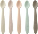 PandaEar 5 Pack Silicone Baby Spoons Self Feeding 4 6 Months, Baby Food Feeding Spoons Utensils, Gentle for Baby Led Weaning, Safe for Teething, Infant Spoons First Stage, BPA-Free, Easy to Clean - Image 2