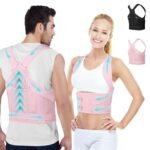 Posture Corrector for Women and Men,4 In 1 Adjustable Full Back Brace,Posture Braces Can Relieve Upper and Lower Back Pain, Shoulder Braces for Hunchback,Scoliosis, Lumbar Spine, Spine（Large Pink） - Image 2