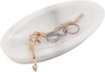 Radicaln Marble Jewelry Tray White 7" Inch Aesthetic Room Décor Handmade Jewelry Holder Organizer - Decorative Tray For Earring Display - Ring Holder For Jewelry - Image 2