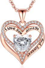 S925 Sterling Silver Necklace for Women, Wife Jewelry Rose Gold, Mom Birthday Valentines Mothers Day Gifts, Girlfriend Necklaces, Daughter Heart Jewel, Anniversary for Her - Image 2