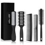 SalonSilk Hair Brush for Men, 5PCS Men Hair Brush & Styling Comb Set, Professional Barber Tools for All Hair Types, Perfect for Styling, Grooming, and Detangling - Image 2
