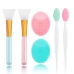 Silicone Face Scrubber, 2pcs Exfoliating Lip Brush, 2pcs Face Cleansing Brush & Silicone Facial Mask Brush Exfoliator Blackhead Skin Care Tool - Image 2