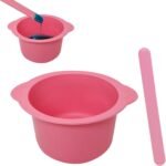 Silicone Wax Bowl Non-Stick Hair Removal Pot Liner with Wax Spatula (Pink) - Image 2