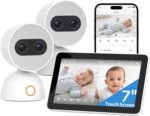 Simsky Split Screen Video Baby Monitor with 2 Cameras, Dual 4MP Cameras with 6X Zoom, 7" UHD Touch Screen Portable Audio Baby Monitor, App Remote Access 32GB Local Storage - Image 2