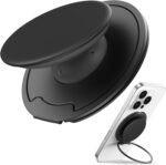 Sinjimoru for MagSafe Phone Grip — 3000G Magnetic Hold, Soft Silicone Comfort, Metal Plate Included, iPhone 17/16/15/14/13, M-Tap Tok Ring Stand Black - Image 2