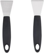 Stainless Steel metal Scraper, stove top Oven Scraper Tool non scratch, window glass scraper,Kitchen Cleaning,glass stripper,Putty,grout,sticker,Wallpaper, Paint,cooktop,Straight + Bending 2-PCS - Image 2