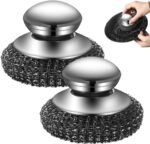 Steel Wool Scrubber with Handle, Upgrade Heavy Duty Stainless Steel Dish Scrubber for Cleaning Dishes, Iron Pots, Stoves, Kitchen Sink (2 pcs) - Image 2