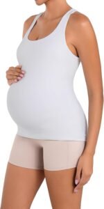 Sunzel Maternity Tank Tops with Built in Bra Sleeveless Pregnancy Racerback Summer Cami Shirts - Image 2