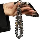 TENOC Beaded Phone Wrist Strap, Cellphone Lanyard Chain, Sparkling Wristlet Bracelet for Women, Black - Image 2