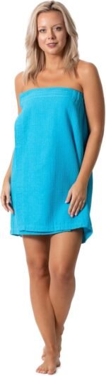 Turkish Linen Women’s Waffle Spa Body Wrap with Adjustable Closure - Image 2