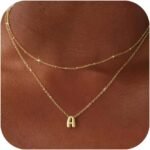 Valentines Day Gifts for Her - Bubble Letter Necklace Layered 14K Gold Plated Initial Necklaces for Women Dainty Cute Choker Pendant Stack Jewelry Fashion Accessories Teen Gift Trendy Stuff - Image 2