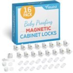 Vmaisi 16 Pack Child Safety Magnetic Cabinet Locks - Children Proof Cupboard Baby Locks Latches - Adhesive for Cabinets & Drawers and Screws Fixed for Protection - Image 2