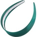 WantGor 1.6 Inch Wide Headbands Silk Satin Plain Headband for Women, Non Slip Solid Hair Bands Hair Accessories Cosplay DIY Holiday Head Band (Dark Green, Large) - Image 2