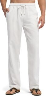 Willit Men's Linen Pants Casual Beach Summer Pants Drawstring Lightweight Yoga Linen Trousers 28" 30" - Image 2