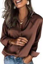 Zeagoo Satin Blouses for Women Silk Button Down Shirts Long Sleeve Business Casual Tops - Image 2