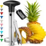 Zulay Kitchen Stainless Steel Pineapple Corer & Slicer – Heavy-Duty Pineapple Cutter with Reinforced Blade & Eye Removal Tool – Effortless Pineapple Core Remover & Slicer - Black - Image 2