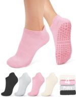 yeuG Pilates Socks for Women Non Slip Grip Socks for Yoga, Barre, Hospital, Barefoot Grippy Yoga Sock Womens Gifts 4 Pairs - Image 2
