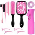 11 Pcs Hair Brush Set, Detangle Hair Brush And Spray Bottle, 3 Pieces Smooth Hairbrush For Toddlers, Suitable For Wet and Dry Hairstyles, Suitable For Adults And Children. (Pink) - Image 2