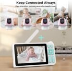 Video Baby Monitor, 2000ft Long Range, Enhanced Signal Stability, No WiFi, 5" HD Screen, 5000mAh, 1080p Camera, Super Clear Night Vision, Pan-Tilt-Zoom, 2-Way Audio, AI Cry & Motion Alarm - Image 6