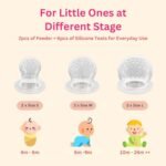 NatureBond Baby Food Feeder/Fruit Feeder Pacifier Nibbler (2 Pack) - Infant Teething Toy Teether Weaning in Appetizing Colors | + Additional Silicone Sacs - Image 4
