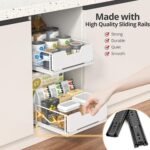 ZOINLIY Pull Out Cabinet Organizer, Pantry Slide Out Drawer Organizer with Adhesive Strips, Heavy Duty Under Sink Organizer, Storage and Organization for Kitchen, Bathroom, 15.7" D x 9.8" W x 4" H - Image 4