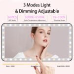 Car Sun Visor Vanity Mirror, 3 Light Modes & 60 LEDs, Rechargeable Dimmable Touch Screen Travel Makeup Mirror,Universal for Truck SUV-Car Accessories Essentials for Women（White） - Image 4