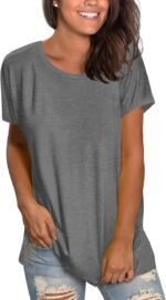 Saloogoe Womens Loose Fit Tshirts Short Sleeve Summer Tops Casual Workout Yoga Tunic T Shirts Tops - Image 3