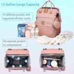 Jeryswet Baby Diaper Bags with Changing Station, Waterproof Large Capacity Diaper Bag Backpack for Moms Dads with USB Charging Port and Stroller Straps, Baby Shower Gifts, Pink - Image 4