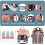 Jeryswet Baby Diaper Bags with Changing Station, Waterproof Large Capacity Diaper Bag Backpack for Moms Dads with USB Charging Port and Stroller Straps, Baby Shower Gifts, Pink - Image 6