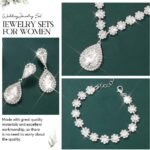 Unicra Silver Wedding Jewelry Set Rhinestone Necklace Earrings Bracelet Sets Prom Formal Costume Jewelry for Women and Brides - Image 6