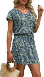 OFEEFAN Summer Dresses for Women 2026 V Neck T Shirt Casual Mini Dresses Tie Waist Sundresses with Pockets - Image 5