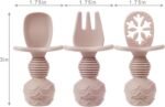 PandaEar 4 Pack Silicone Baby Spoons Forks Feeding Set, Toddler Utensils Baby Led Weaning Supplies, First Stage Baby Spoon Self Feeding 6 Months Old Baby Essentials - Image 3