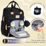 RUVALINO Diaper Bag Backpack, Multifunction Travel Pack Maternity Baby Changing Bags, Large Capacity, Waterproof, Black - Image 3