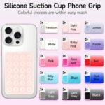 4Pack Silicone Suction Phone Case Mount, Silicon Adhesive Smartphones Stand Sticky, Hands-Free Phone Accessories Holder for Selfies and Videos (Black & White & Translucent & Light Pink) - Image 3