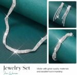Unicra Silver Rhinestone Bridal Wedding Jewelry Set Crystal Necklace Earrings Sets Formal Costume Jewelry for Women and Brides - Image 5