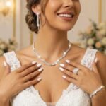 Unicra Silver Rhinestone Bridal Wedding Jewelry Set Crystal Necklace Earrings Sets Formal Costume Jewelry for Women and Brides - Image 6
