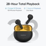 realme Buds T01 Truly Wireless in-Ear Earbuds with AI ENC for Calls, 13mm Dynamic Driver, Upto 28Hrs Battery, 88mm Latency, Bluetooth V5.4 & Google Fast Pair - (Black) - Image 4