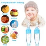 2 Pieces Silicone Baby Spoons Baby Feeding Spoon with Standing Base for Infant 0-24 Months Dispensing and Feeding (Blue) - Image 4