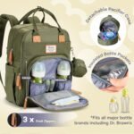 RUVALINO Diaper Bag Backpack - Multifunction Travel Back Pack Maternity Baby Changing Bags, Diaper Changing Totes, Large Capacity, Waterproof and Stylish, Baby Travel Essential, Army Green - Image 3