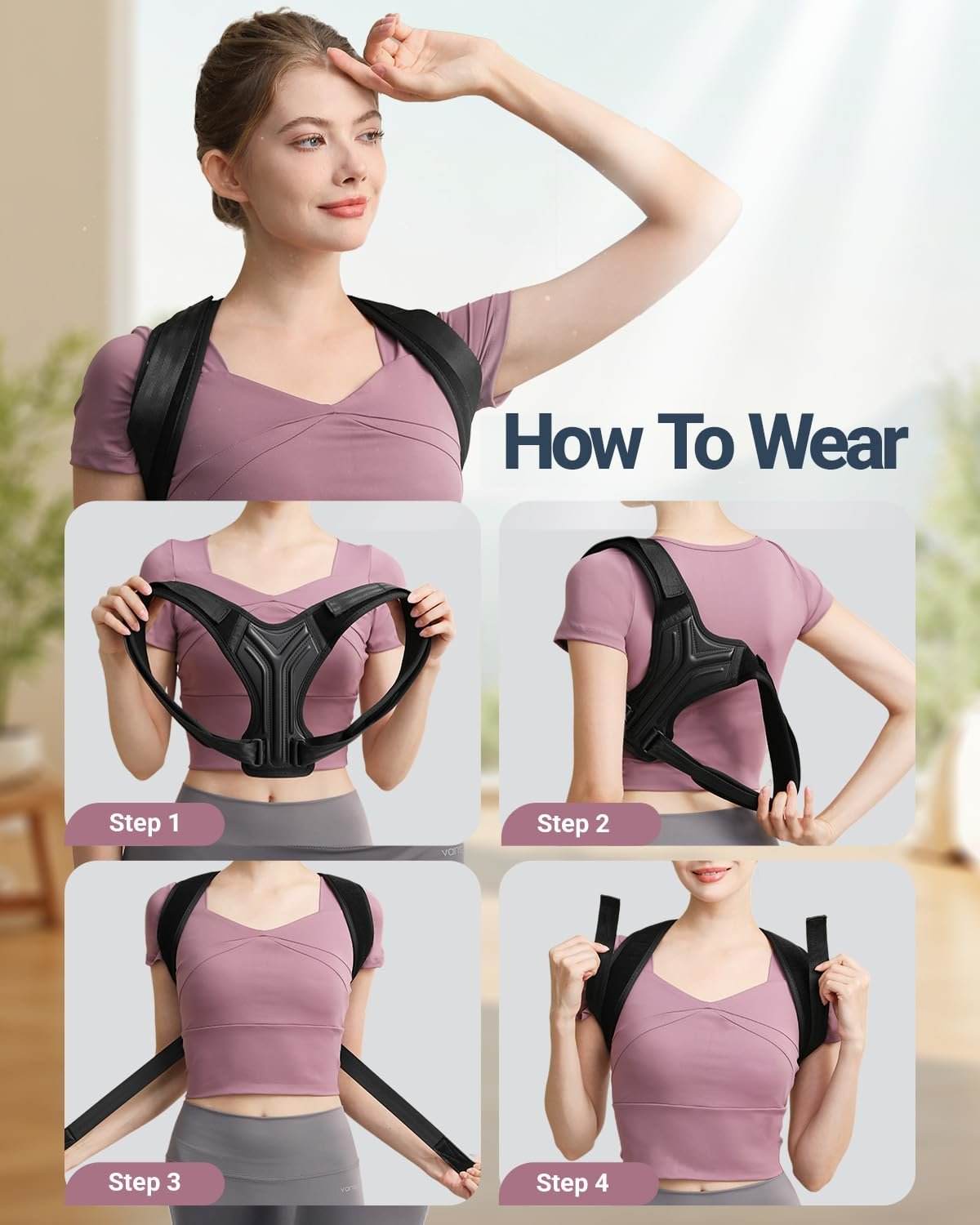 Upper Back Brace Posture Corrector For Women,Lightweight Back Straightener Posture Corrector,Adjustable Upper Back Support,Clavicle Brace For Round Shoulder & Hunchback (Medium) - Image 6